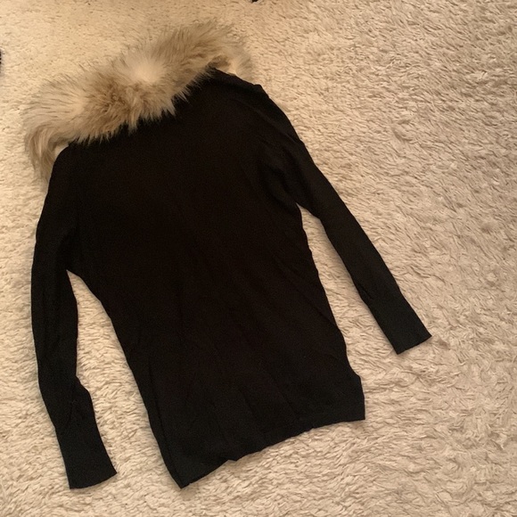 Black Fur Trim Cardigan - Picture 2 of 4